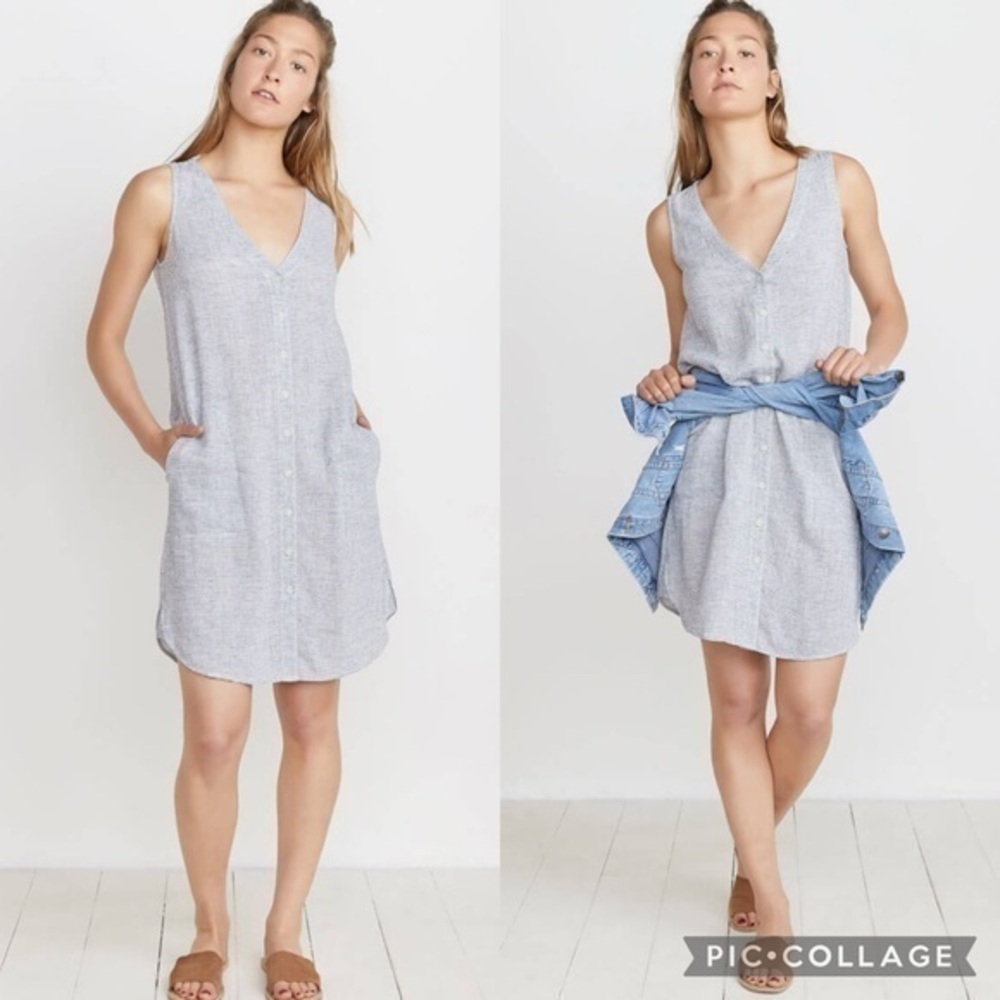 Marine Layer Lake Tank Dress in Thin Blue Stripe
